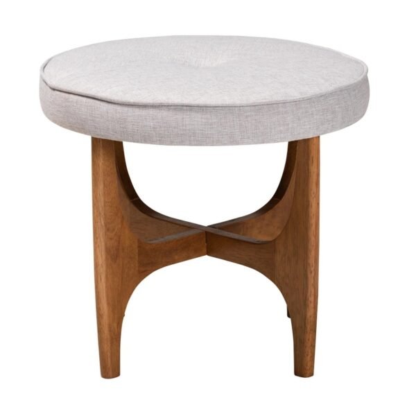 2 Round Upholstered Accent Stool with Wooden Frame and Padded Seat