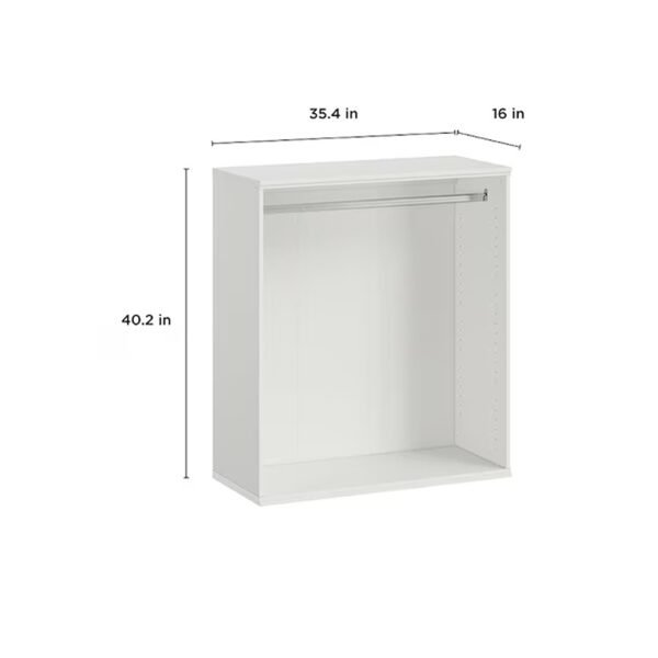 Hanging Closet Tower with Rod, White Finish and Modular Storage