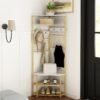 5-Tier Corner Hall Tree with Shoe Storage Bench and Coat Hooks