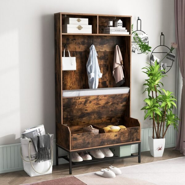 69-Inch Tall 4-in-1 Hall Tree with Shoe Storage and Bench