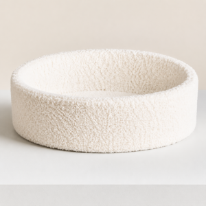 Modern Nesting Cat Bed with Sculpted Foam and Soft Shearling