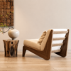 Modern Upholstered Lounge Chair with Wooden Frame and Cushioned Seat