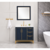 Modern Blue Bathroom Vanity Cabinet with Golden Legs and Storage