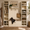 Carolina Style Hall Seat with Storage Shelves and Bench
