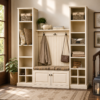 Carolina Style Hall Seat with Storage Shelves and Bench