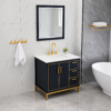 Modern Blue Bathroom Vanity Cabinet with Golden Legs and Storage