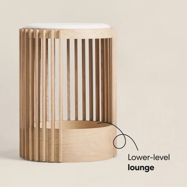 Modern Mid-Century Cat Tower with Two Levels and Shearling Beds