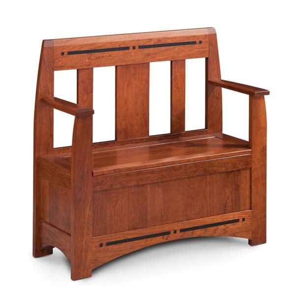 Solid Wood Entryway Bench With Storage And Armrests Design