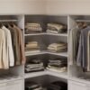 Corner Closet Tower with Adjustable Shelves and White Finish