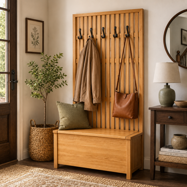 Bayville Hall Seat with Slatted Back and Hidden Storage