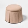 Round Upholstered Vanity Stool with Skirted Base Cushioned Accent Seating