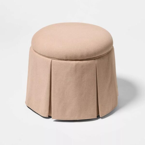 Round Upholstered Vanity Stool with Skirted Base Cushioned Accent Seating