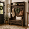 Bridget Hall Seat with Storage Drawers and Coat Hooks