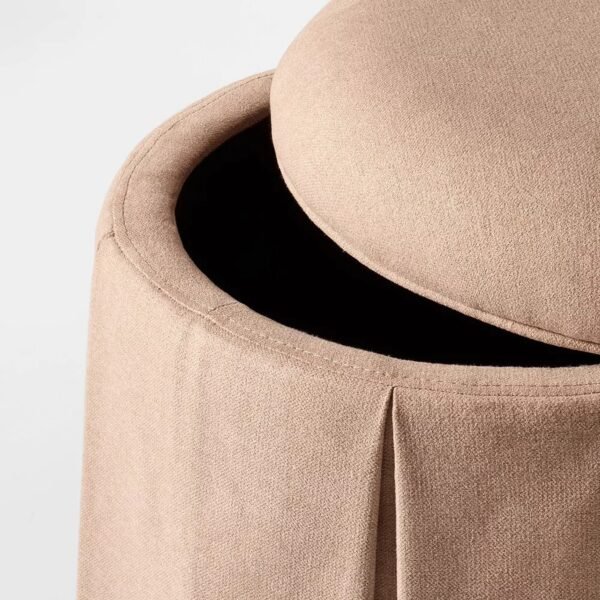 Round Upholstered Vanity Stool with Skirted Base Cushioned Accent Seating