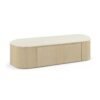 Modern Curved Storage Bench With Upholstered Seat And Cabinets