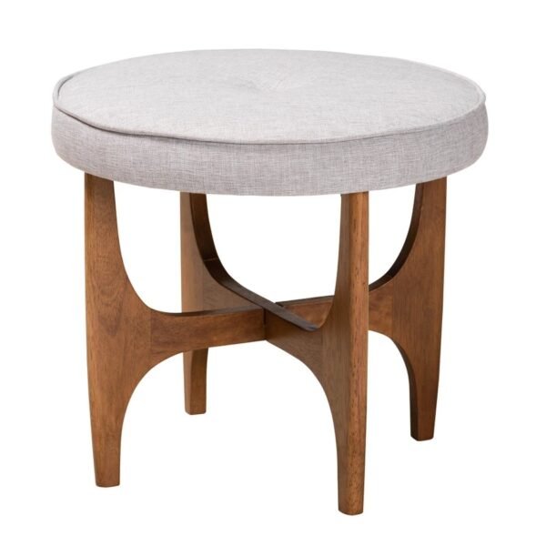 3 Round Upholstered Accent Stool with Wooden Frame and Padded Seat