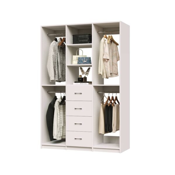 Classic Wardrobe Closet System with Double Hanging, Shelves and Drawers