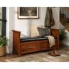 Solid Wood Storage Bench With Leather Seat For Entryway