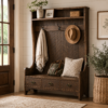 Bridget Hall Seat with Storage Drawers and Coat Hooks