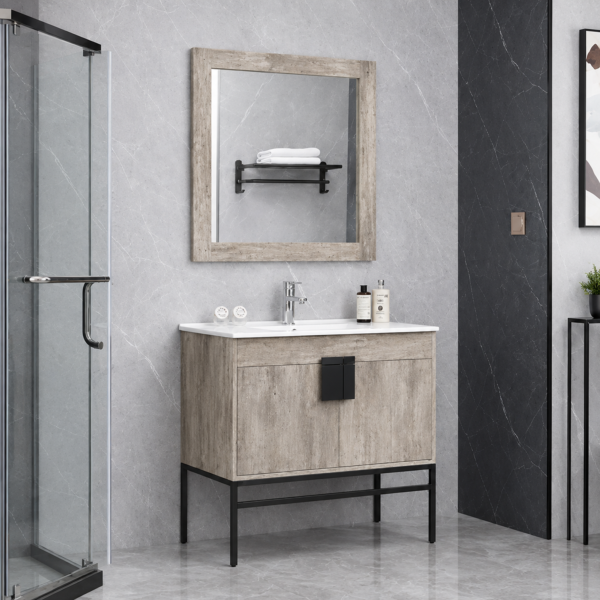 30 Modern Floor Standing Bathroom Vanity Cabinet with Durable Iron Legs