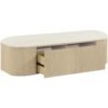 Modern Curved Storage Bench With Upholstered Seat And Cabinets