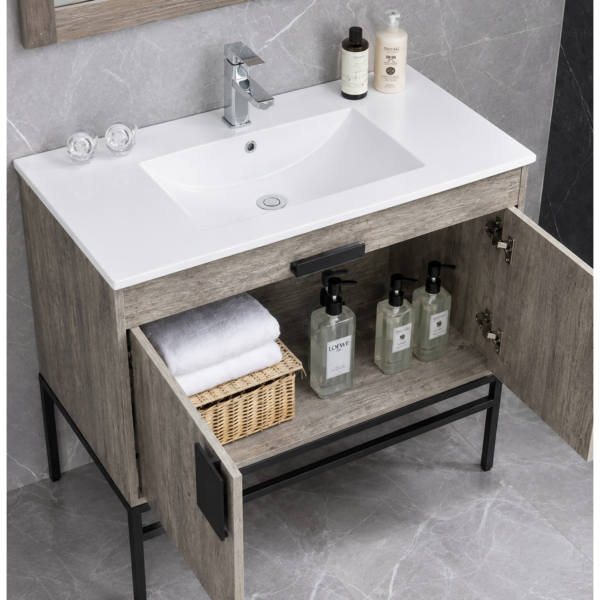 31 Modern Floor Standing Bathroom Vanity Cabinet with Durable Iron Legs