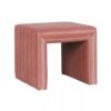 Pink Upholstered Accent Stool with Channel Tufted Modern Square Design