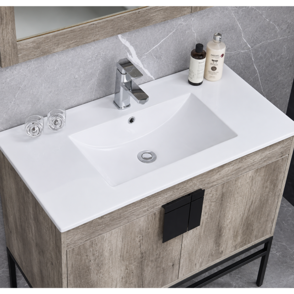 32 Modern Floor Standing Bathroom Vanity Cabinet with Durable Iron Legs