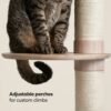 Modern Cat Tree with Three Adjustable Platforms and Sisal Scratching