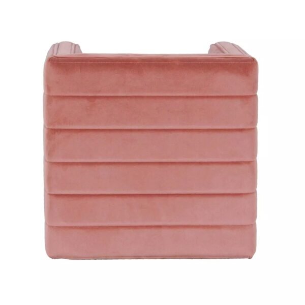 Pink Upholstered Accent Stool with Channel Tufted Modern Square Design