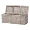 Whitewashed Rattan Storage Bench With Lift Top Wicker Trunk Seating