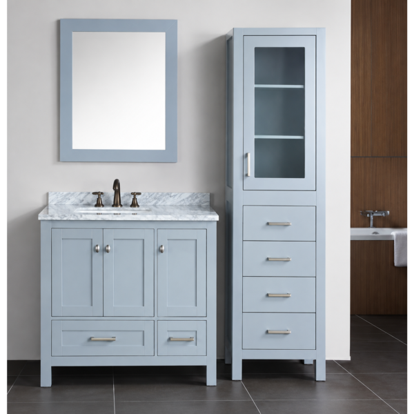 35 Contemporary Freestanding Bathroom Vanity Cabinet Set with Elegant Marble Top