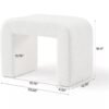 White Boucle Upholstered Vanity Stool with Modern Curved Square Design