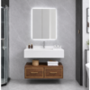 Modern Orange Brown Bathroom Vanity Cabinets with Separate Storage Units