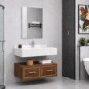 Modern Orange Brown Bathroom Vanity Cabinets with Separate Storage Units
