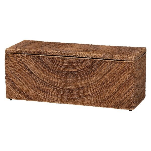 Handwoven Seagrass Storage Bench With Removable Lid Wicker Trunk