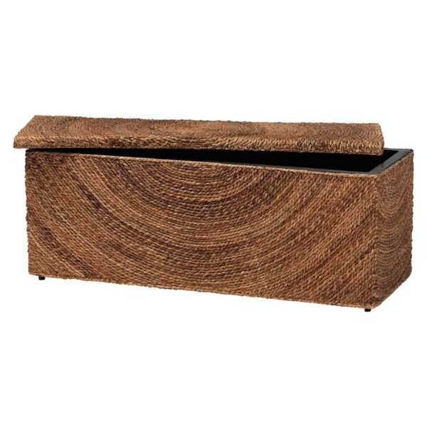 Handwoven Seagrass Storage Bench With Removable Lid Wicker Trunk
