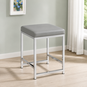 Modern Upholstered Counter Stool with Metal Frame and Padded Seat