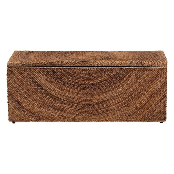 Handwoven Seagrass Storage Bench With Removable Lid Wicker Trunk
