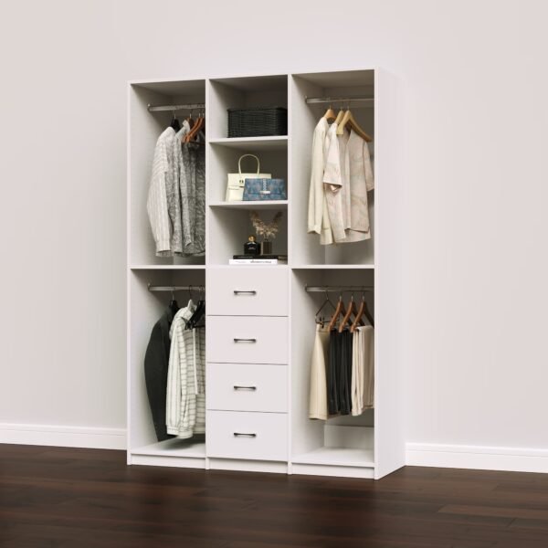 Classic Wardrobe Closet System with Double Hanging, Shelves and Drawers