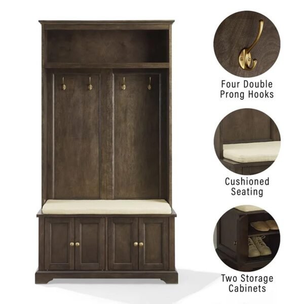 Holbrook Vintage Hall Tree with Storage Bench and Coat Hooks