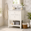 Modern White Floor Standing Bathroom Storage Cabinet with Lacquer Finish