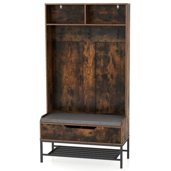 69-Inch Tall 4-in-1 Hall Tree with Shoe Storage and Bench