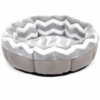 Round Shearling Bolster Dog Bed with Supportive Walls for Pets