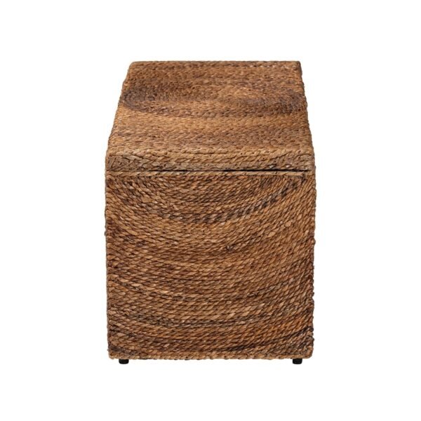 Handwoven Seagrass Storage Bench With Removable Lid Wicker Trunk