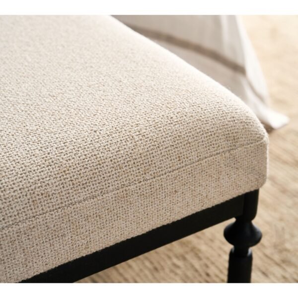 Upholstered Accent Stool with Turned Wood Legs and Padded Seat