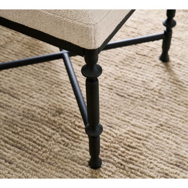 Upholstered Accent Stool with Turned Wood Legs and Padded Seat