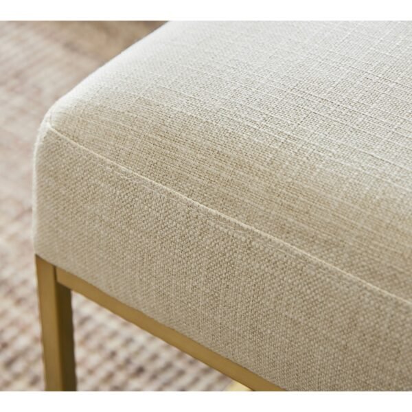 49 Upholstered Square Ottoman with Gold Metal Frame and Padded Seat