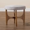 5 Round Upholstered Accent Stool with Wooden Frame and Padded Seat