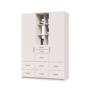 Executive Wardrobe Closet System with Drawers, Hanging and Cubby Storage
